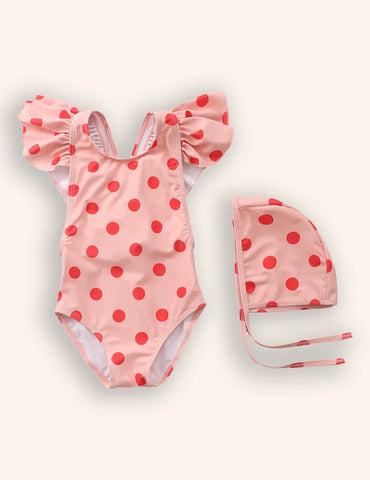 Striped One-piece Swimsuit Set