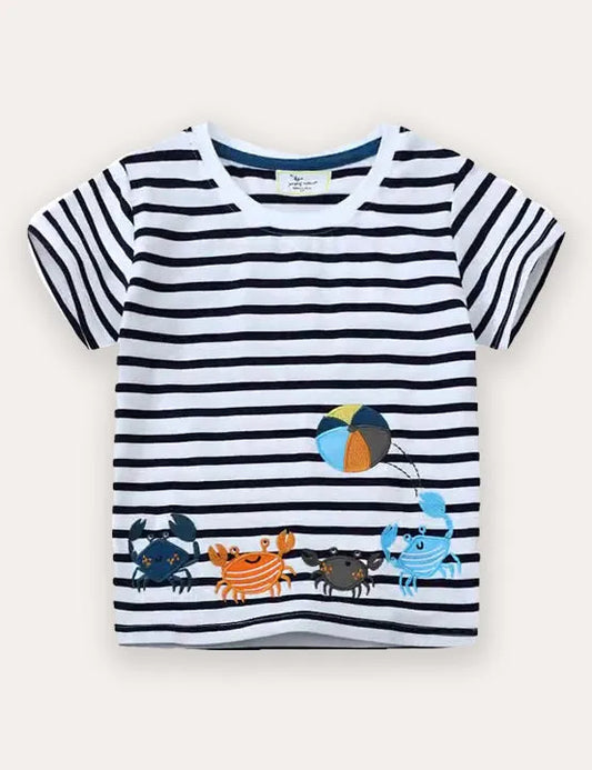 T-shirt a maniche corte con stampa granchio