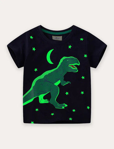 T-shirt a maniche corte con dinosauro luminoso