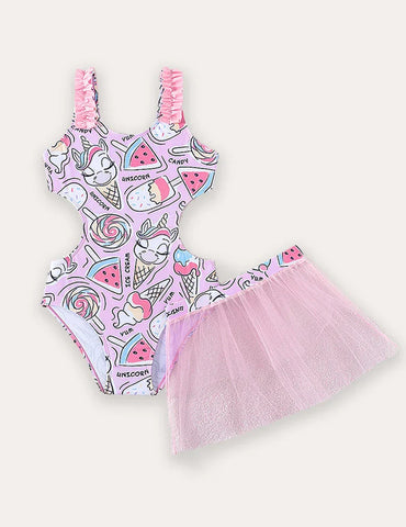 Ice Cream Printed Swimsuit Set
