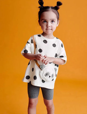 Set di t-shirt e leggings a maniche corte con applicazioni Panda