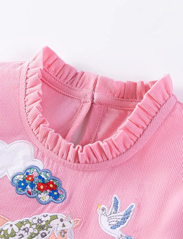 Kleid mit floraler Pferde-Applikation