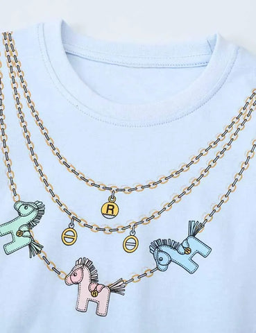 Cartoon Horse Necklace Printed Dress - Mini Taylor
