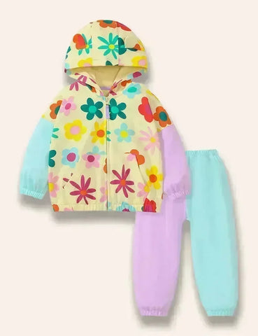 Colorblocked jasset met bloemenprint