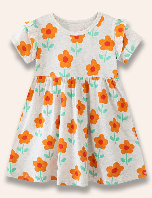Geblümtes Kleid mit Rüschen