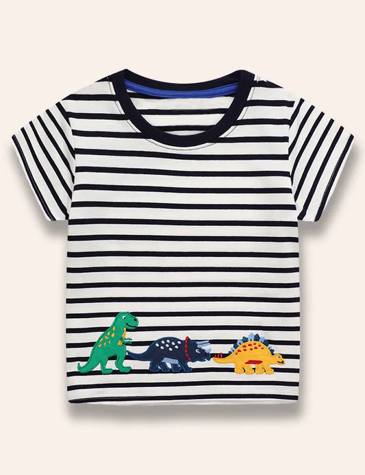 T-shirt con applicazioni multi dinosauro