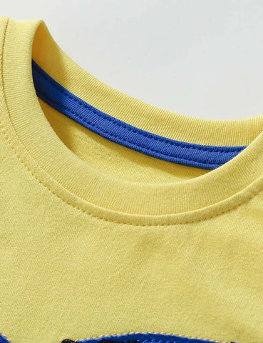 T-Shirt Mit Piraten-Hai-Applikation