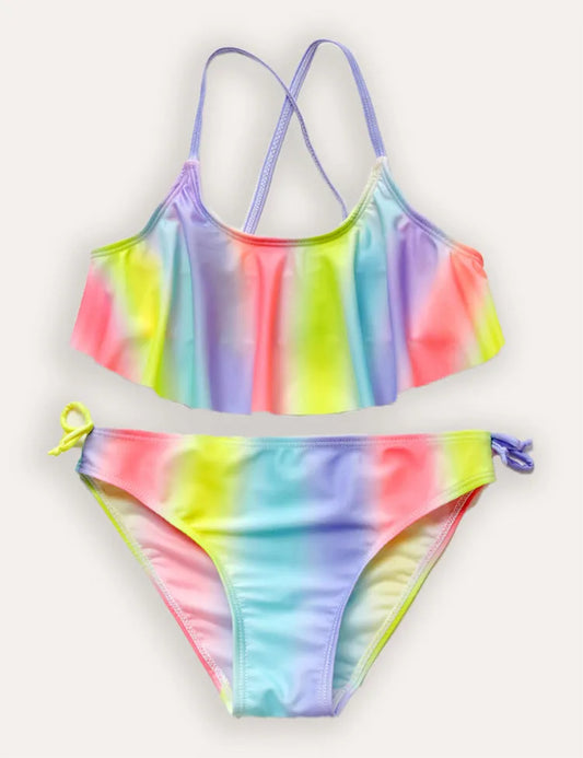 Gestreiftes Bikini-Set in Regenbogenfarben