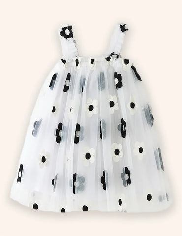 Sweet Flower Embroidered Tulle Dress