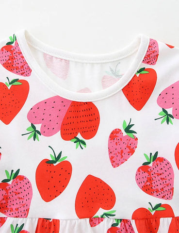 Valentinstag Herz- und Erdbeer-Printkleid