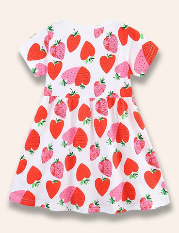 Valentinstag Herz- und Erdbeer-Printkleid