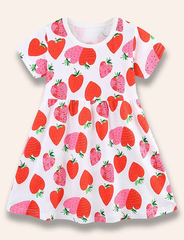 Valentinstag Herz- und Erdbeer-Printkleid