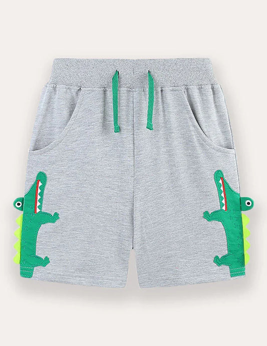 Short à appliqué de crocodile de dessin animé