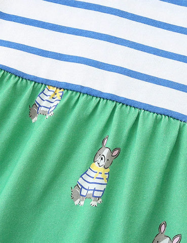 Little Doggy Gestreiftes Kleid mit Aufdruck