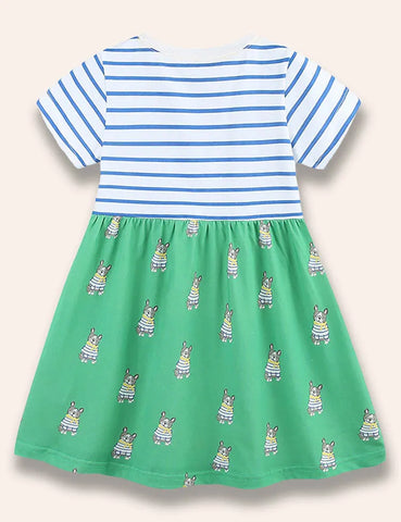 Little Doggy Gestreiftes Kleid mit Aufdruck