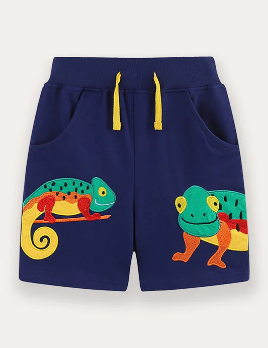 Short brodé de lézard