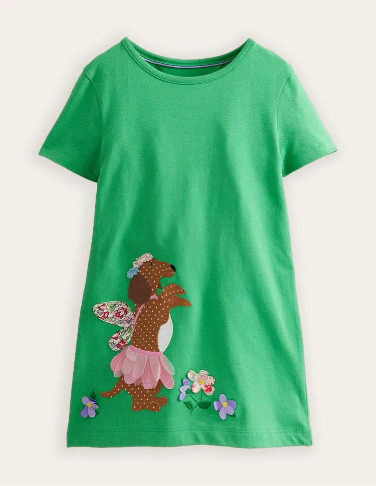 Kleid mit Cartoon-Welpen-Applikation