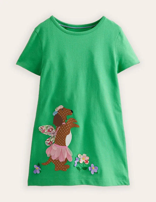Kleid mit Cartoon-Welpen-Applikation