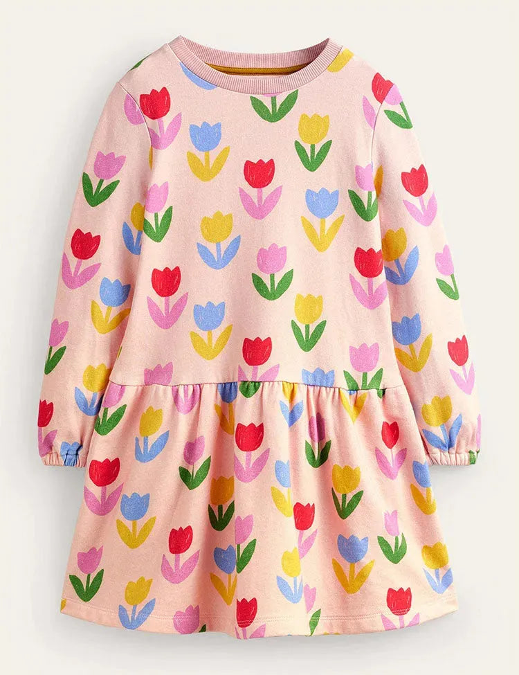 Kleid Mit Buntem Tulpendruck