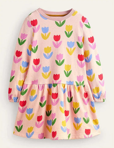 Kleid Mit Buntem Tulpendruck
