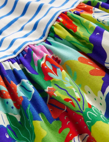 Sea World Bedrucktes Kleid mit Streifen