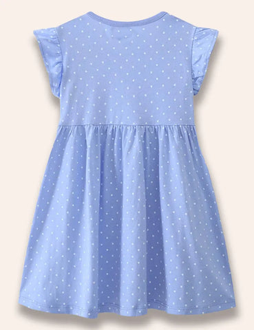 Gepunktetes Kleid mit Hasen-Applikation