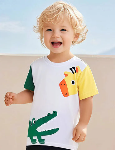 Krokodil＆Giraffe Colorblock-T-Shirt