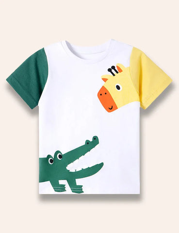 Krokodil＆Giraffe Colorblock-T-Shirt