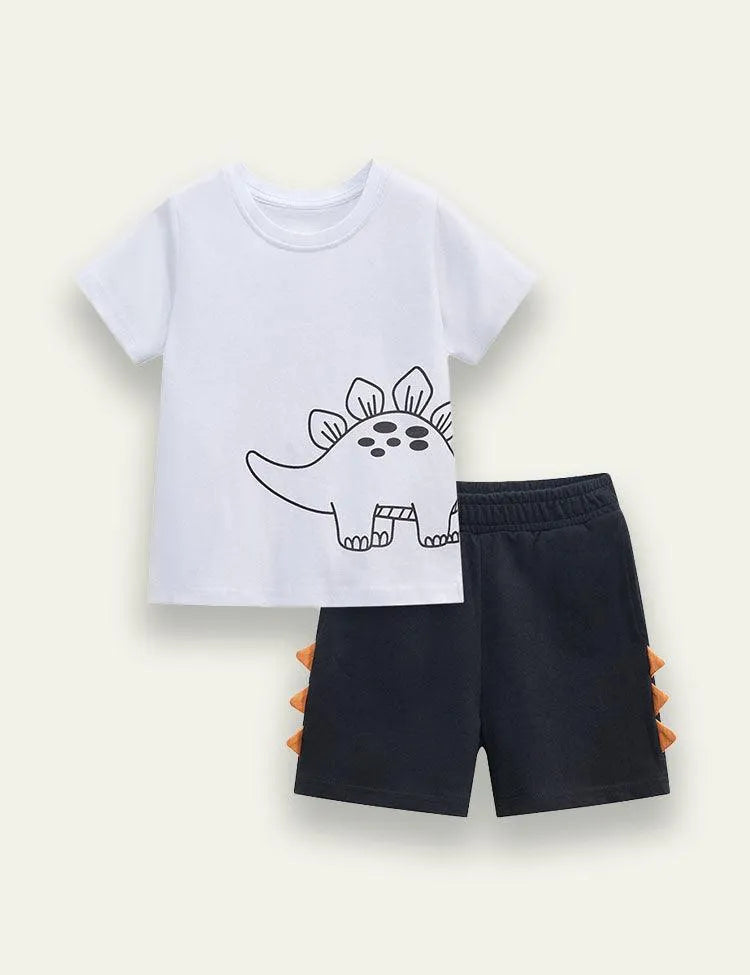 Dinosaur Printed Short Sleeved Set - Mini Taylor