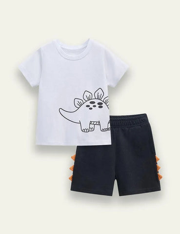 Dinosaur Printed Short Sleeved Set - Mini Taylor