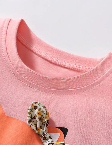 Cute Fox Printed Ruffled T-Shirt