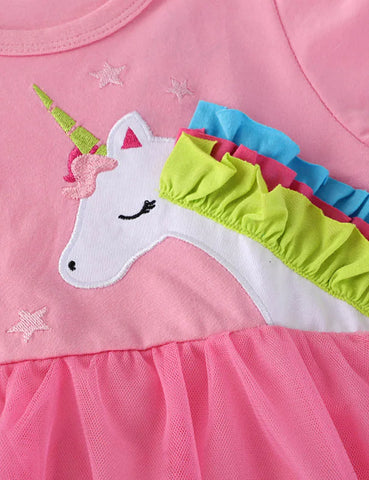 Tüllkleid Mit Einhorn-Print