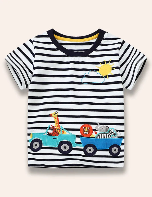 T-shirt con applicazioni di animali da guida