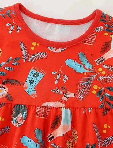 Birdy-Kleid mit Weihnachtsrentier-Print