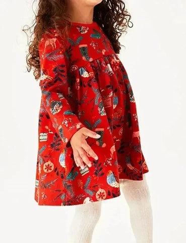 Birdy-Kleid mit Weihnachtsrentier-Print