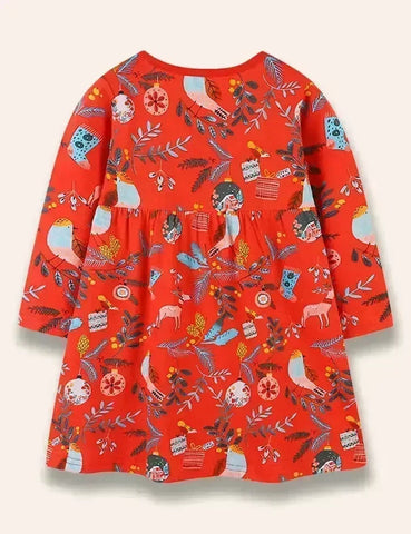 Birdy-Kleid mit Weihnachtsrentier-Print