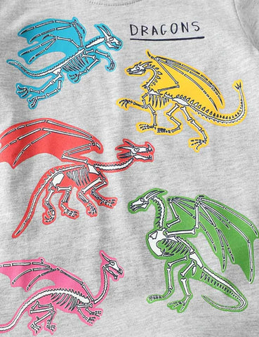 Leuchtendes Drachen-Print-T-Shirt