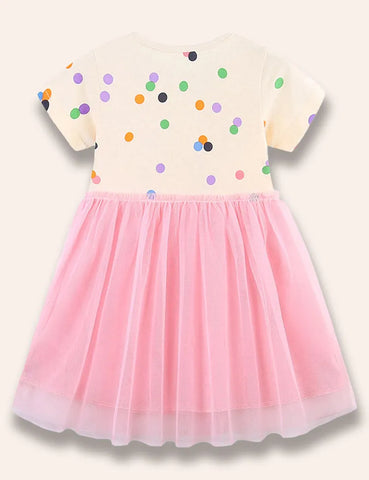 Bedrucktes Tüllkleid mit Polka-Dots