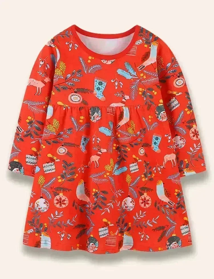 Birdy-Kleid mit Weihnachtsrentier-Print