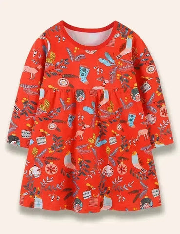Birdy-Kleid mit Weihnachtsrentier-Print