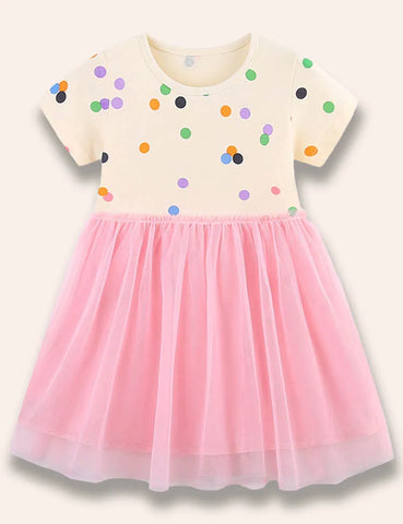 Bedrucktes Tüllkleid mit Polka-Dots