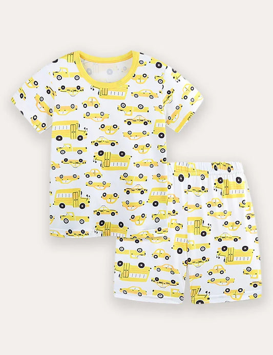 Auto-Print Kurzarm-T-Shirt und Shorts-Set