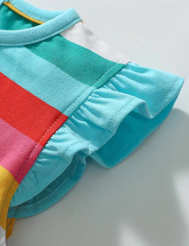 Regenbogen-gestreiftes Ärmelloses Kleid