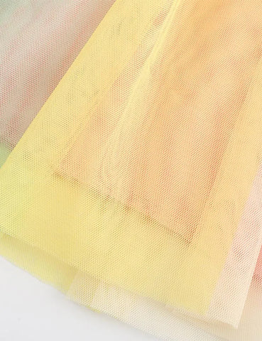 Shining Butterfly Printed Rainbow Tulle Dress
