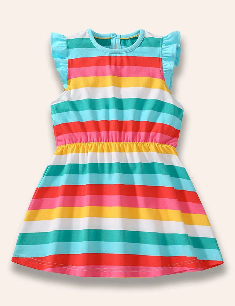 Regenbogen-gestreiftes Ärmelloses Kleid