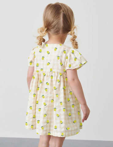 Kleid mit Zitronenprint und Knöpfen