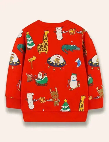 Weihnachts-Sweatshirt mit Cartoon-Print