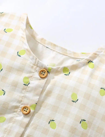 Kleid mit Zitronenprint und Knöpfen