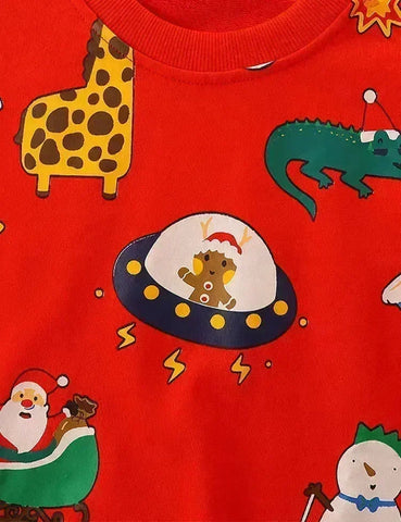 Weihnachts-Sweatshirt mit Cartoon-Print