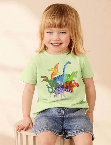 Bedrucktes T-Shirt mit Cartoon-Dinosaurier